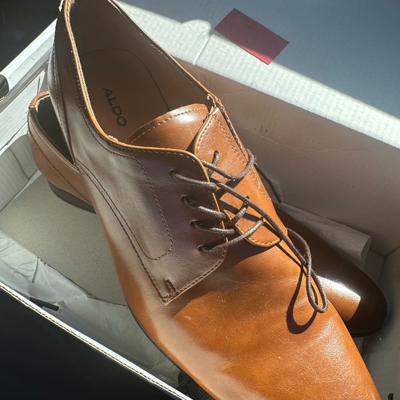 Aldo Mens Brown Derby Shoes Sz 11 - Picture 2 of 4